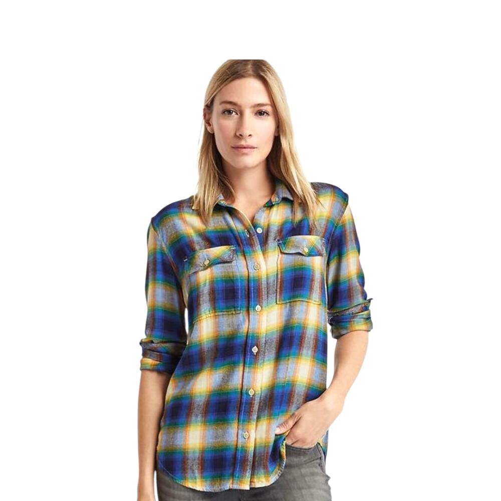 Gap‎ + Pendleton Women's size Small Boyfriend Plaid Button Up Western Prep shirt
